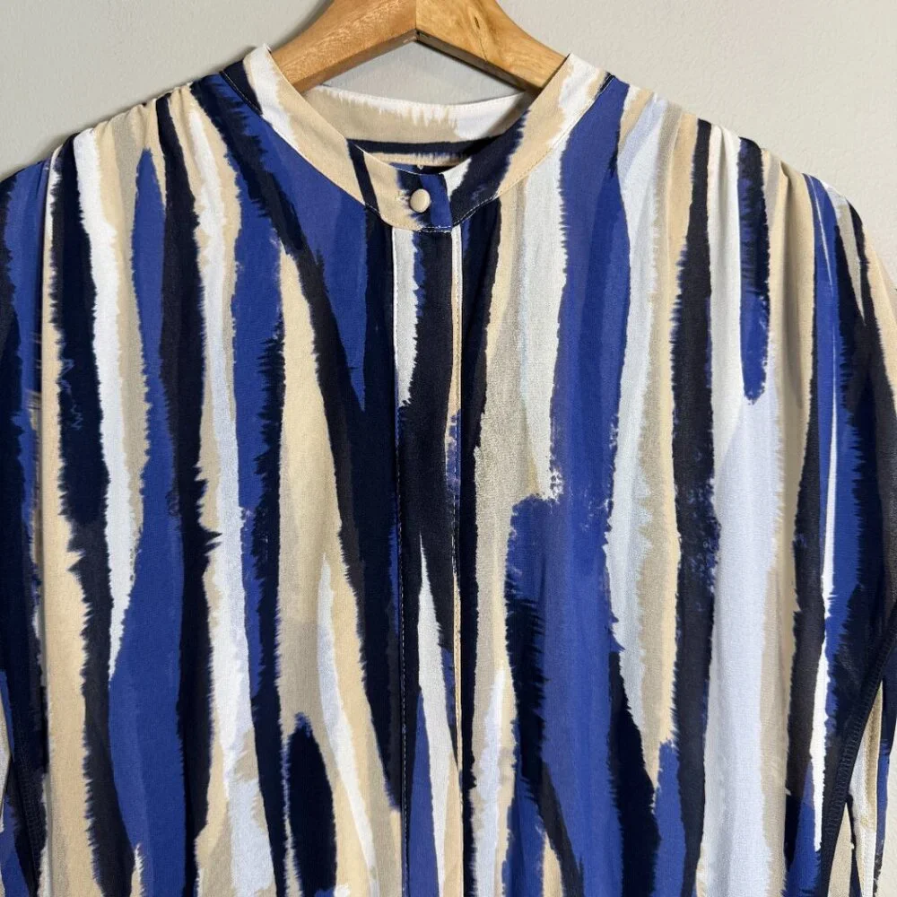 Misa Los Angeles Ulricha Striped Button Up Tiered Maxi Dress Women's Medium Blue - Picture 8 of 16